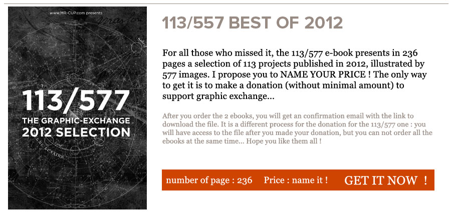 113/577 Mr Cup ebook, the best of 2012 - Graphic exchange http://www.mr-cup.com/shop/e-books/113-577-2012-selection-detail.html