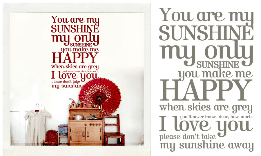 You are my sunshine wall sticker at www.mr-cup.com/shop/created/wall-stickers/you-are-my-sunshine-detail.html