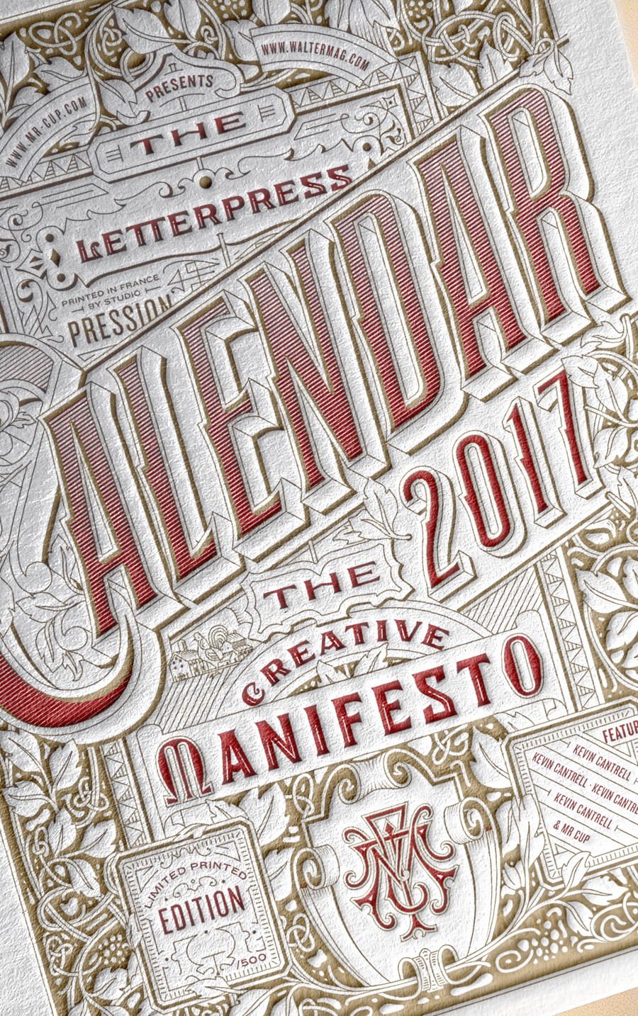 Mr Cup 2017 letterpress calendar design by Kevin Cantrell