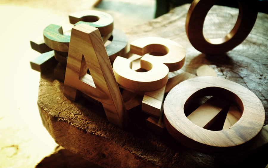 Wood letters Helvetica