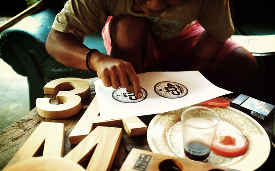 Wood letters Helvetica