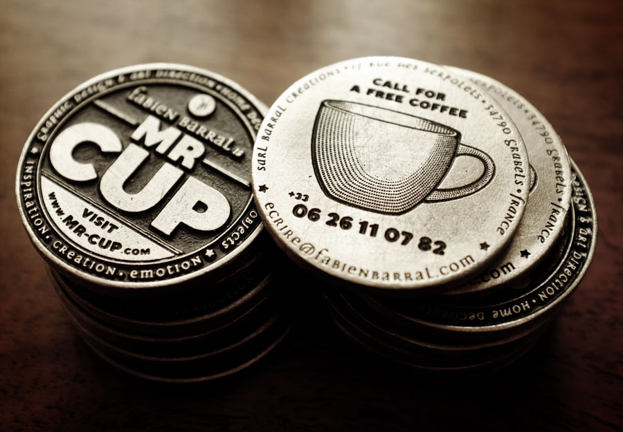 Mr Cup metal buisness card coin