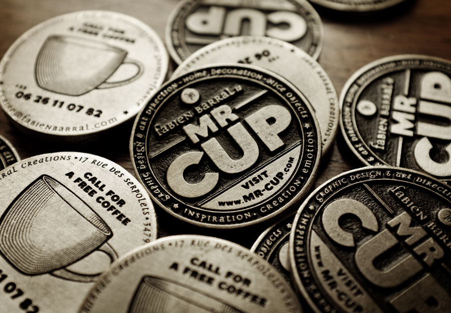 Mr Cup metal buisness card coin