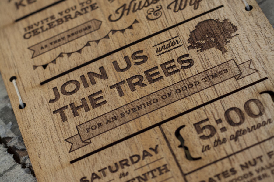 Wood wedding invitation by Chase Kettl