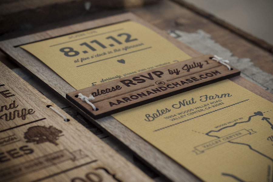 Wood wedding invitation by Chase Kettl