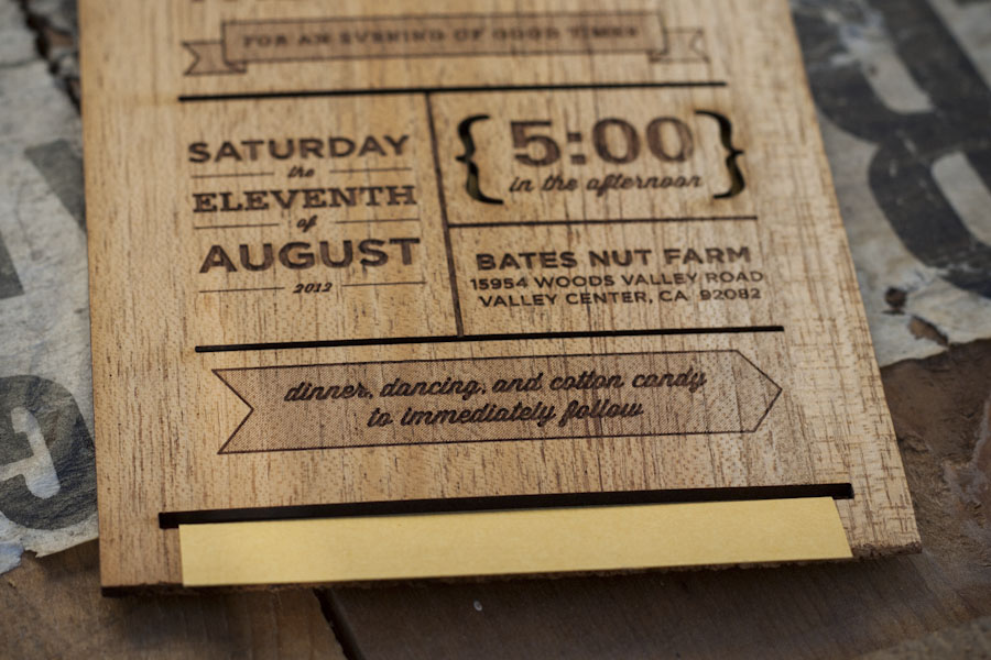 Wood wedding invitation by Chase Kettl