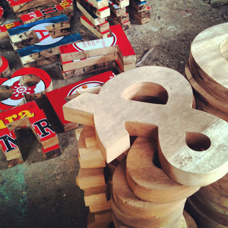 Helvetica wood letters available at www.mr-cup.com/shop/created/wood-products.html