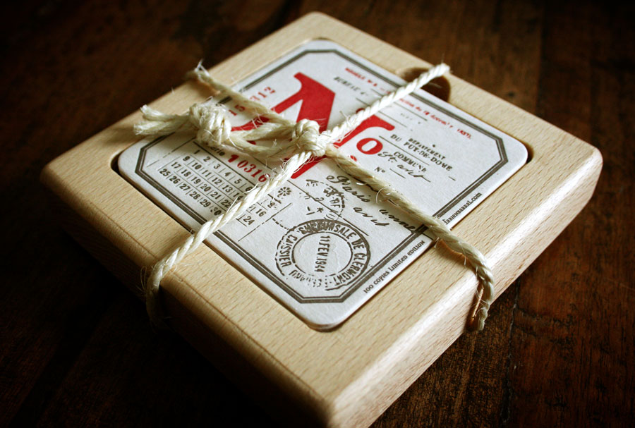 Letterpress coasters by www.mr-cup.com