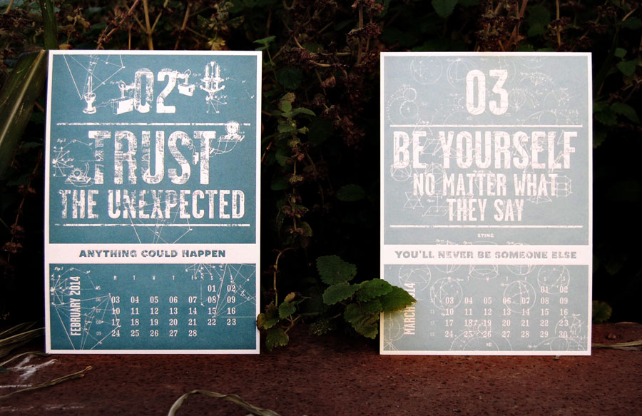 The 2014 letterpress calendar Creative Manifesto by www.mr-cup.com