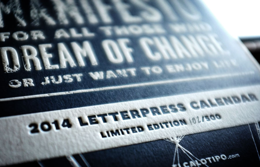 letterpress calendar Creative Manifesto at www.mr-cup.com