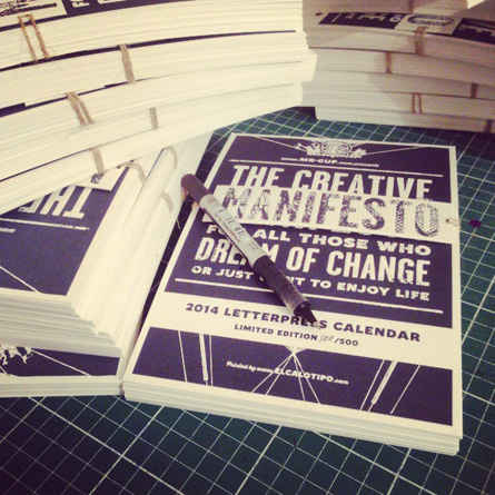 The Creative Manifesto Letterpress Calendar only at www.mr-cup.com and www.letterpress-calendar.com