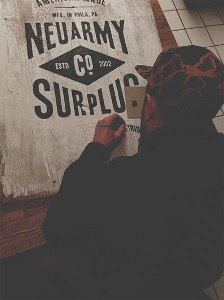 Neu army Surplus Co Wood Signage via www.mr-cup.com